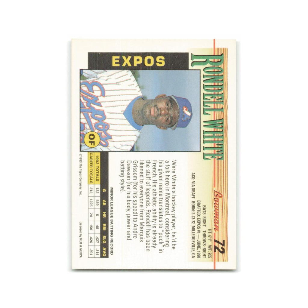 Rondell White 1993 Bowman #72 Montreal Expos Baseball Card NM