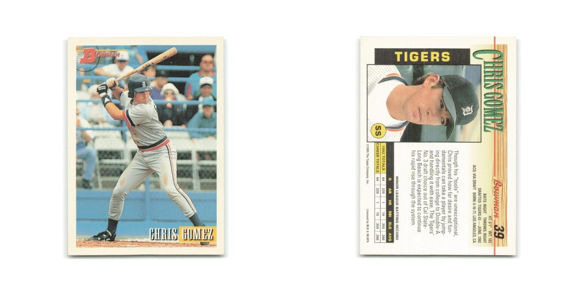 Chris Gomez Rookie 1993 Bowman #39 Detroit Tigers Baseball Card NM