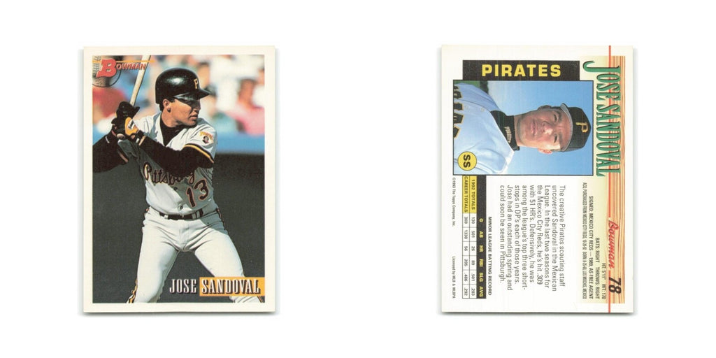 Jose Sandoval Rookie 1993 Bowman #78 Pittsburgh Pirates Baseball Card NM