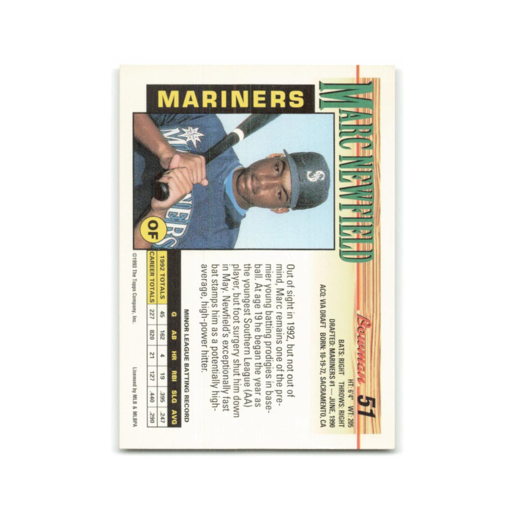 Marc Newfield 1993 Bowman #51 Seattle Mariners Baseball Card NM