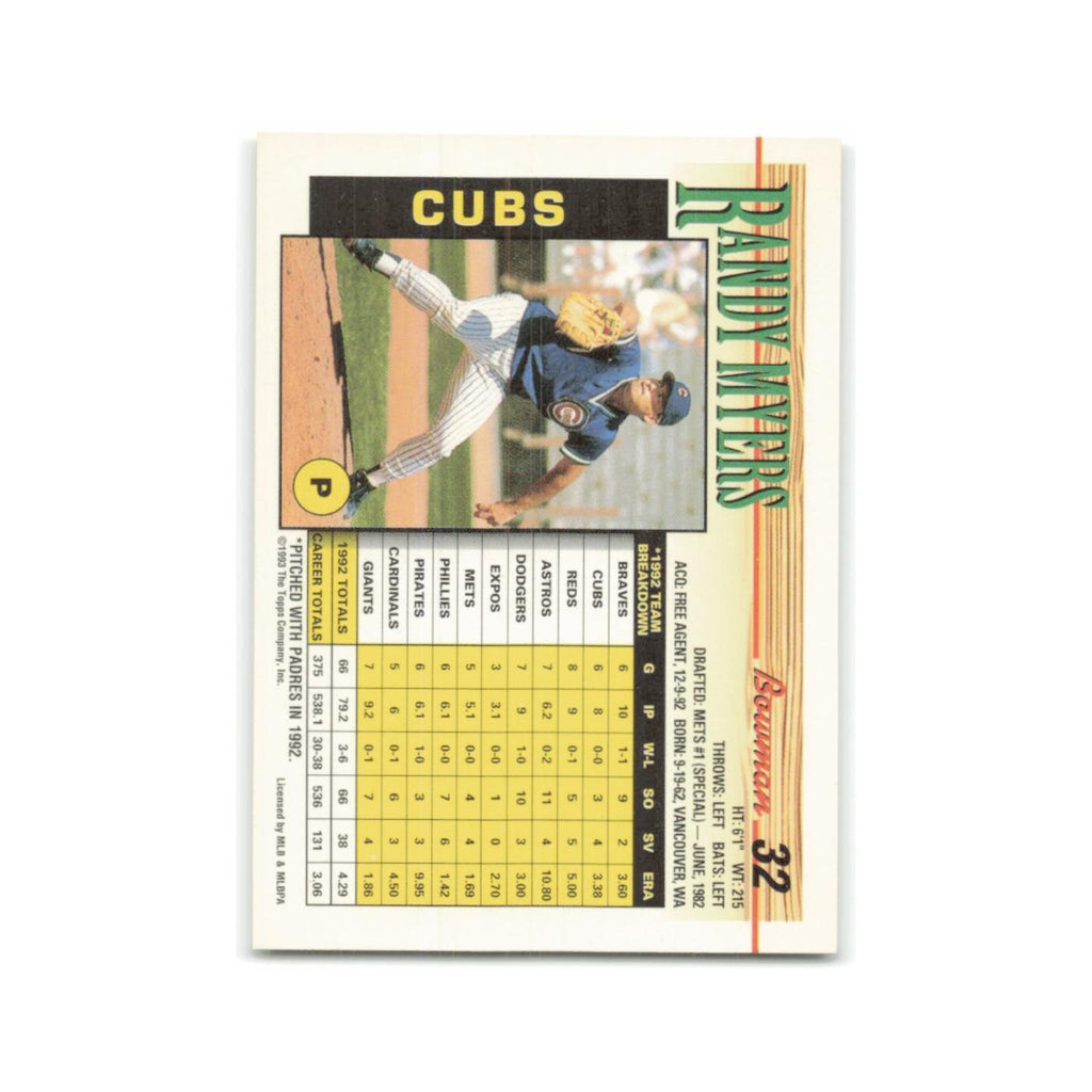 Randy Myers 1993 Bowman #32 Chicago Cubs Baseball Card NM