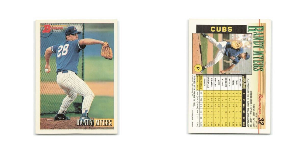 Randy Myers 1993 Bowman #32 Chicago Cubs Baseball Card NM