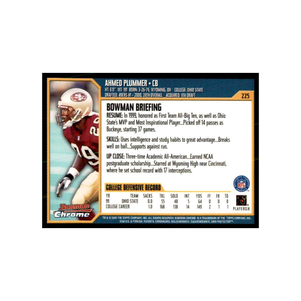 2000 Bowman Chrome Ahmed Plummer RC Football Cards #225