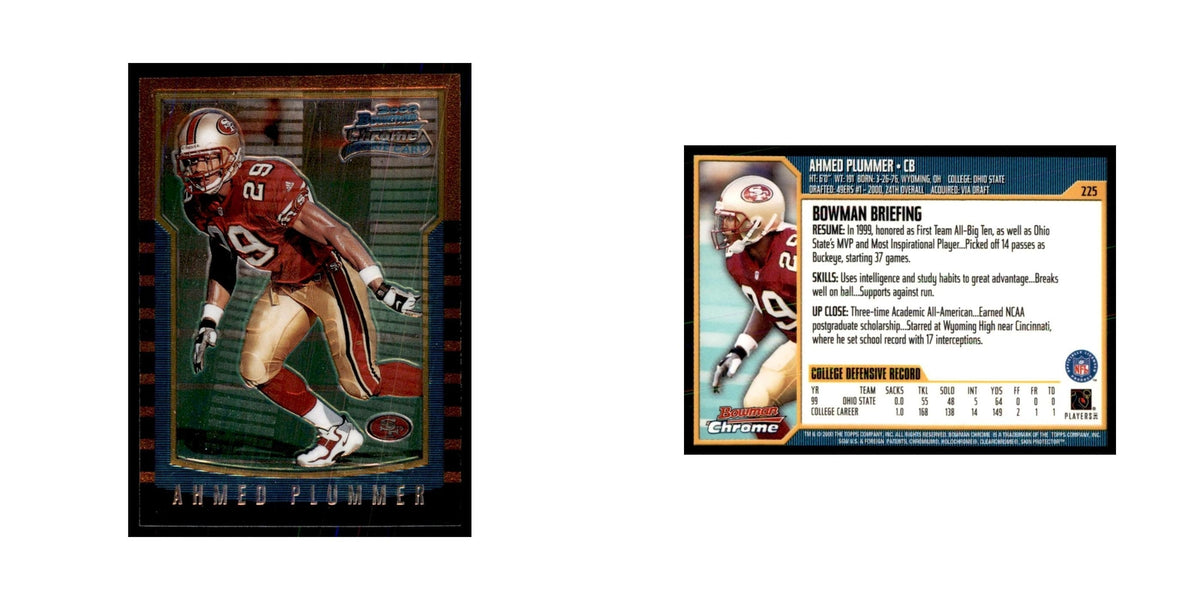 2000 Bowman Chrome Ahmed Plummer RC Football Cards #225