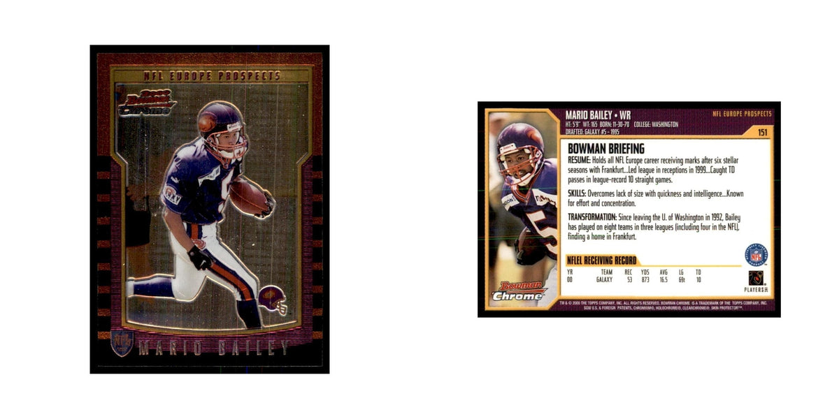 2000 Bowman Chrome Mario Bailey Football Cards #151