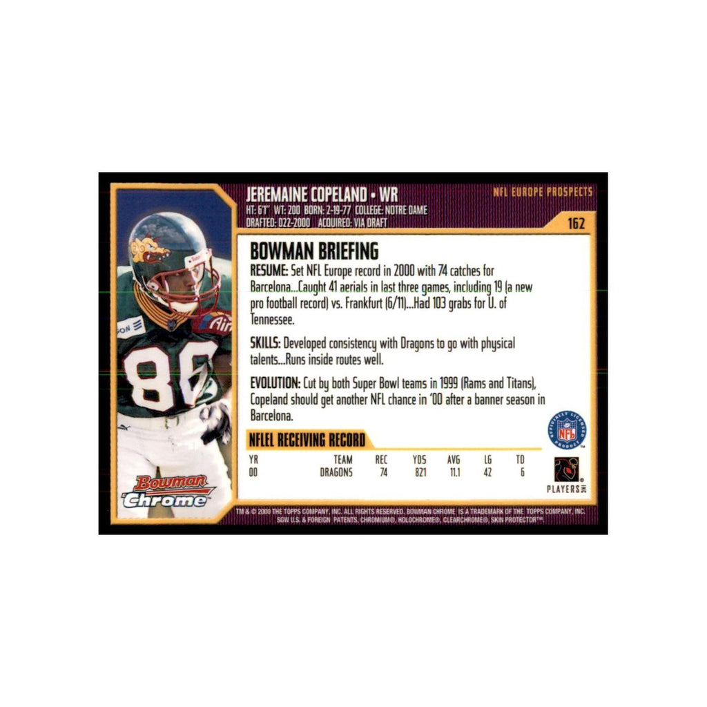 2000 Bowman Chrome Jeremaine Copeland RC Football Cards #162