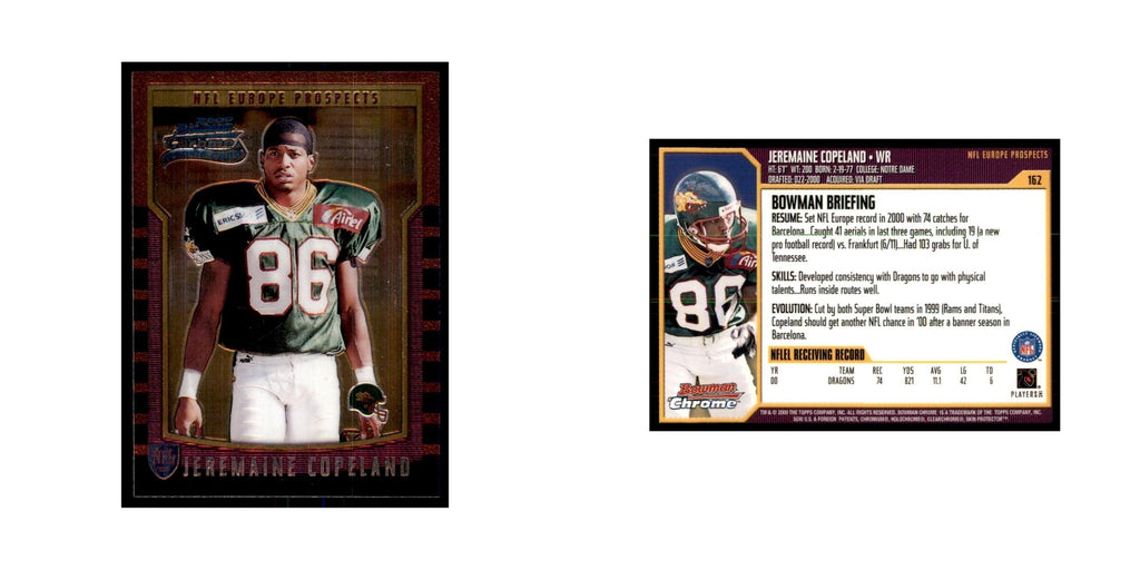 2000 Bowman Chrome Jeremaine Copeland RC Football Cards #162