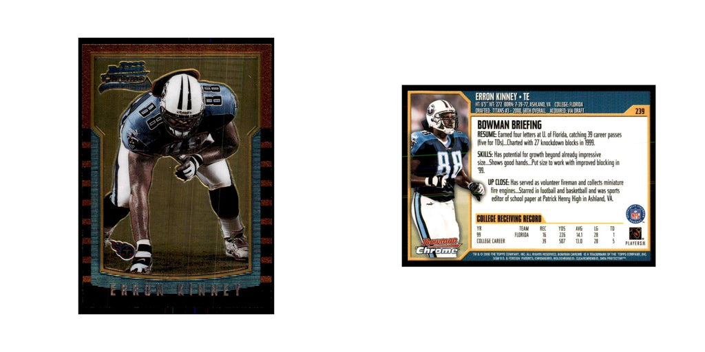 2000 Bowman Chrome Erron Kinney RC Football Cards #239