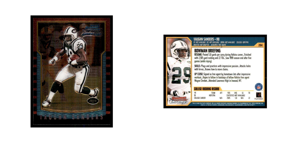 2000 Bowman Chrome Vaughn Sanders RC Football Cards #204