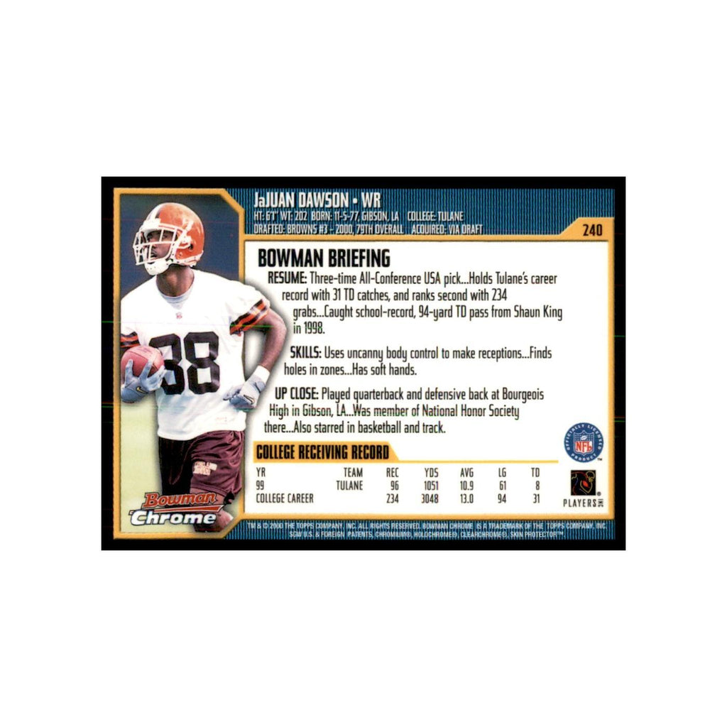 2000 Bowman Chrome JaJuan Dawson RC Football Cards #240