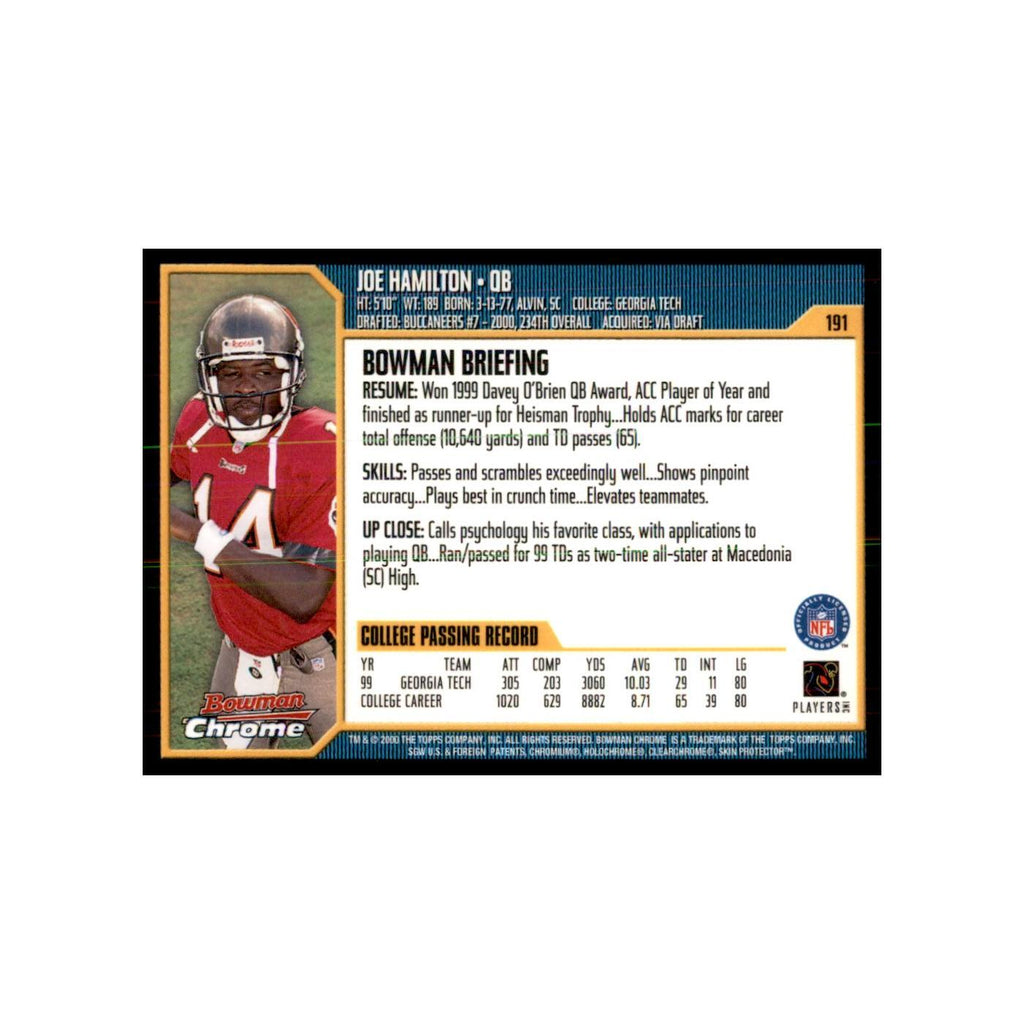 2000 Bowman Chrome Joe Hamilton RC Football Cards #191