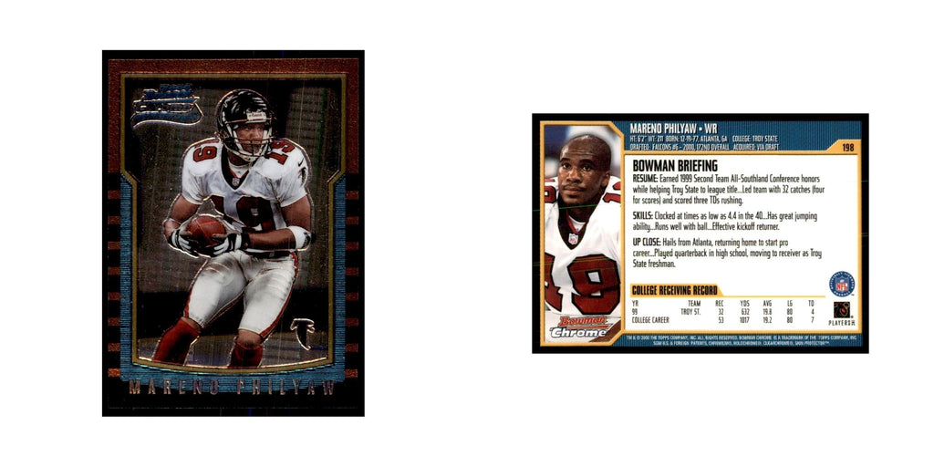 2000 Bowman Chrome Mareno Philyaw RC Football Cards #198