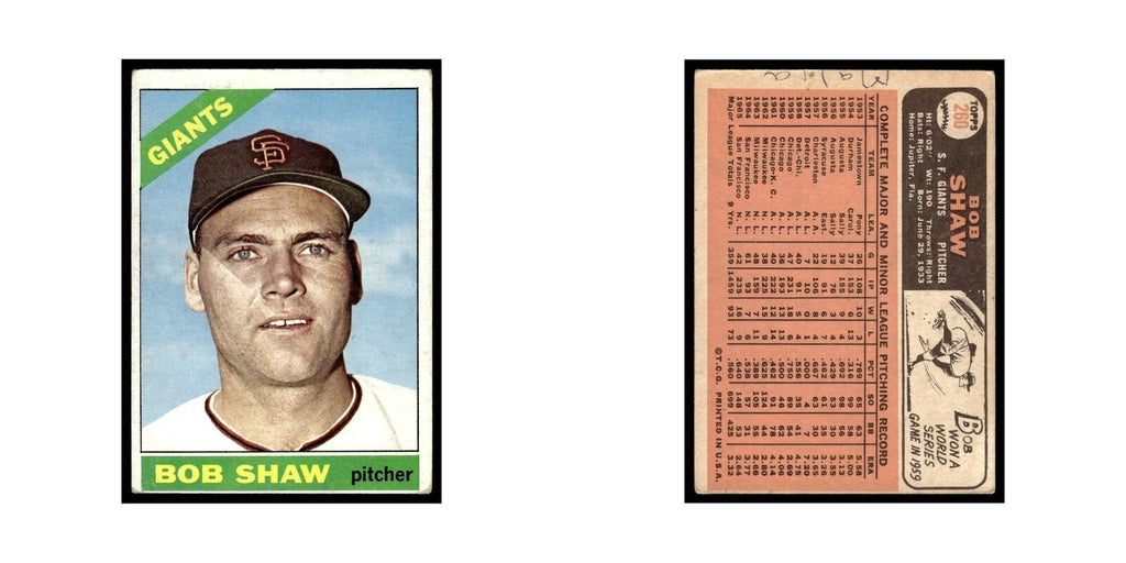 1966 Topps Bob Shaw Giants #260
