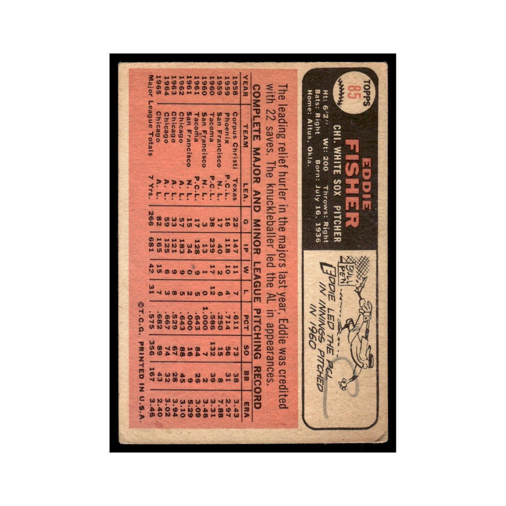 1966 Topps Eddie Fisher White Sox #85
