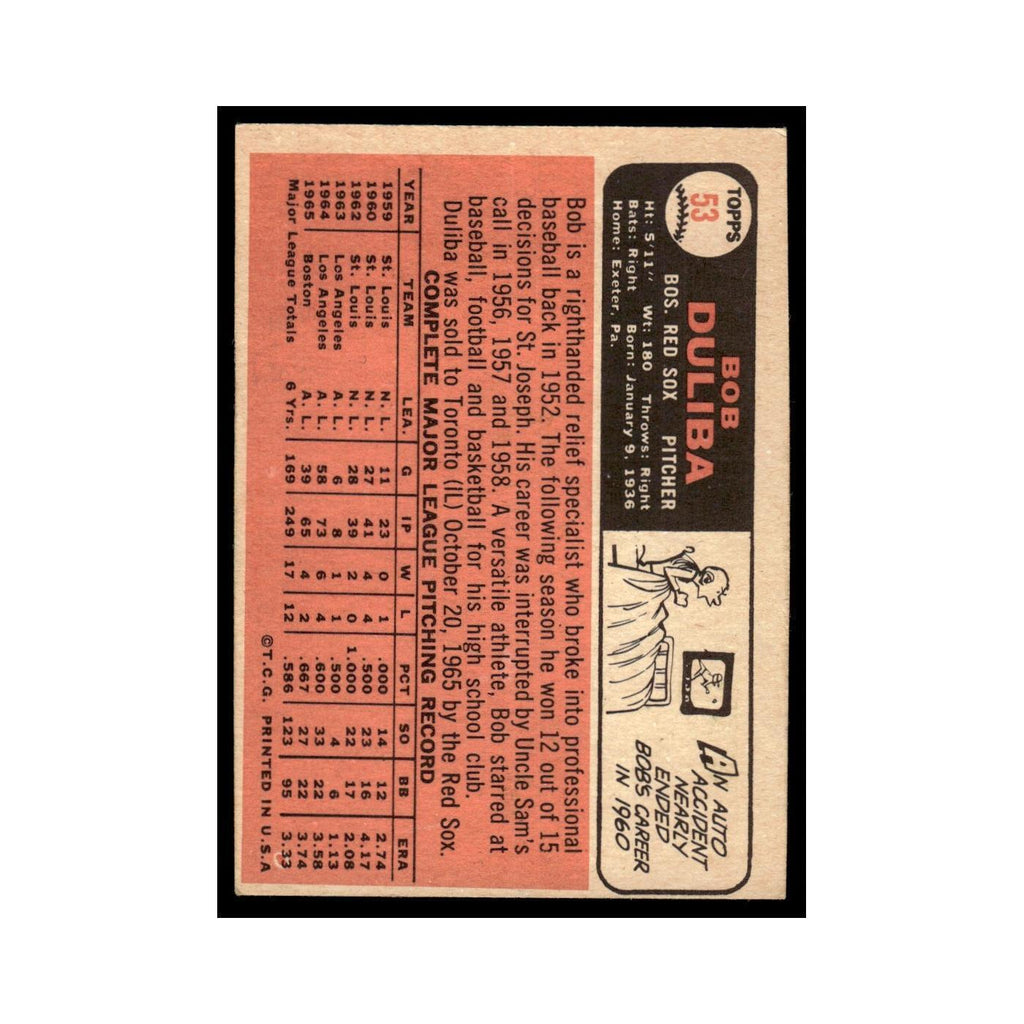 1966 Topps Bob Duliba Red Sox #53