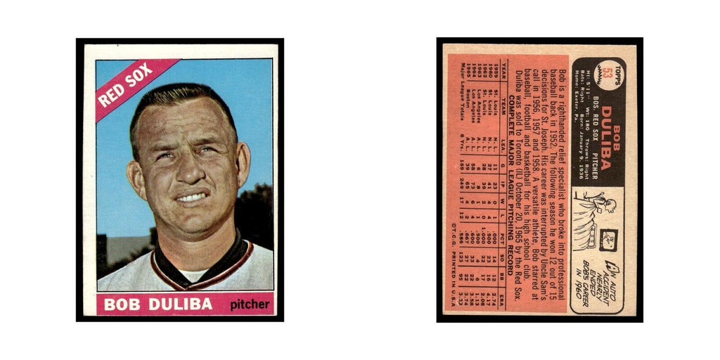 1966 Topps Bob Duliba Red Sox #53