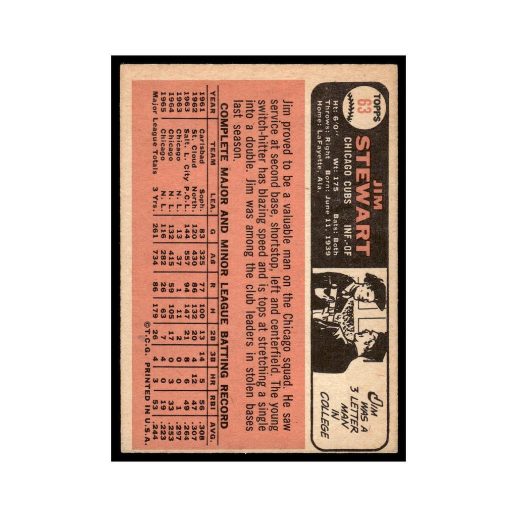 1966 Topps Jim Stewart Cubs #63