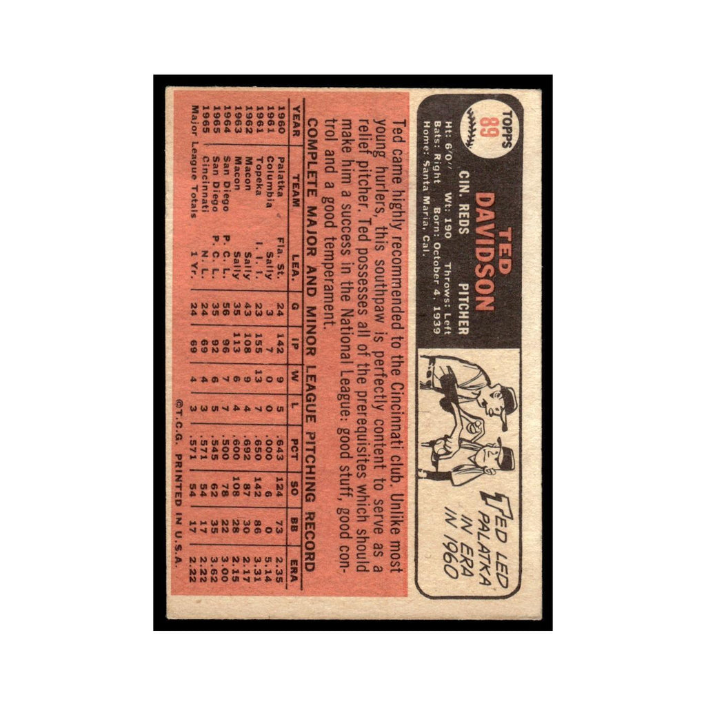 1966 Topps Ted Davidson Reds #89