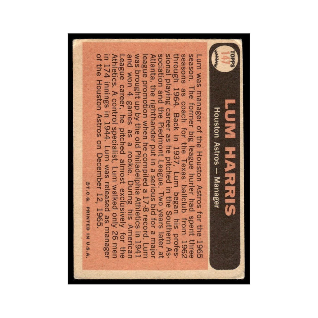 1966 Topps Lum Harris Astros #147