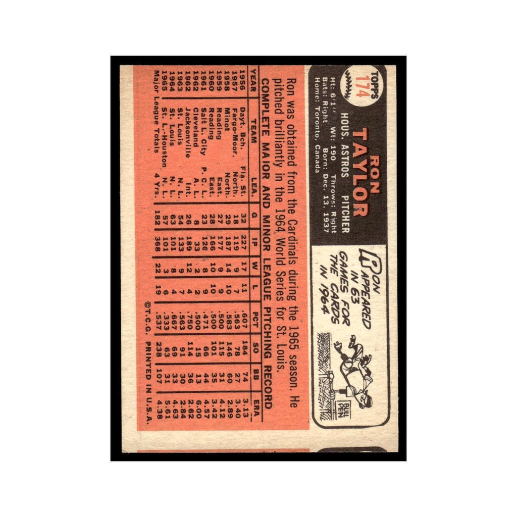 1966 Topps Ron Taylor Astros #174