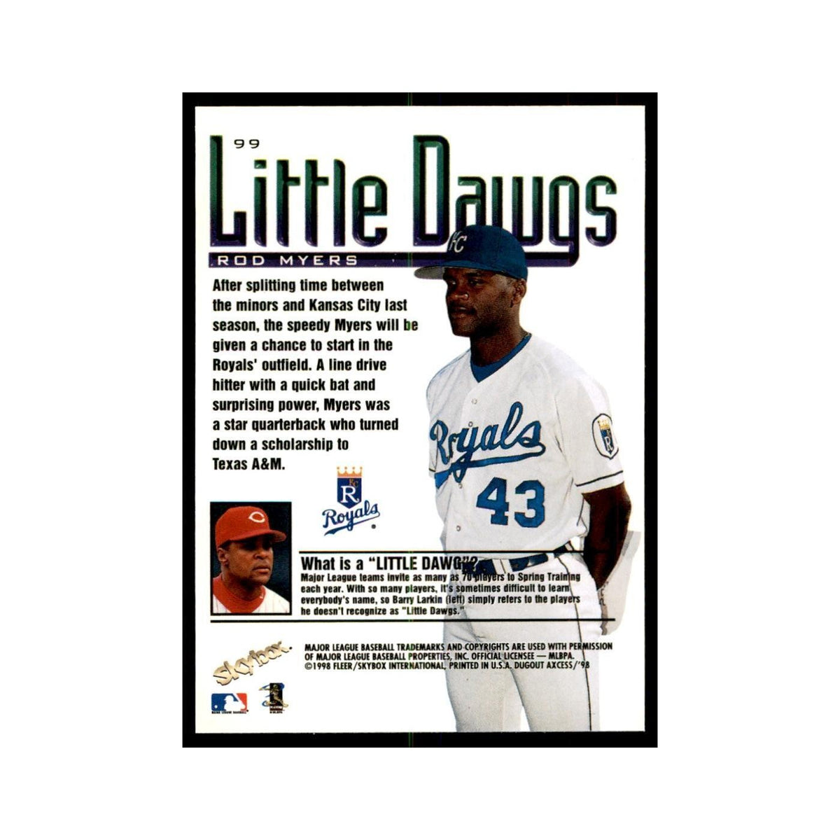 1998 SkyBox Dugout Axcess Rod Myers Baseball Cards #99