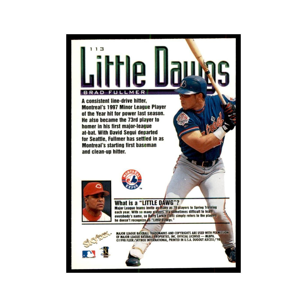 1998 SkyBox Dugout Axcess Brad Fullmer Baseball Cards #113