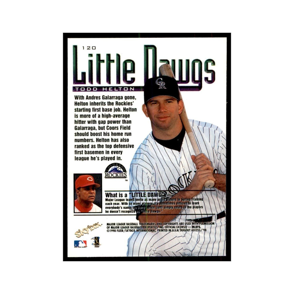 1998 SkyBox Dugout Axcess Todd Helton Baseball Cards #120