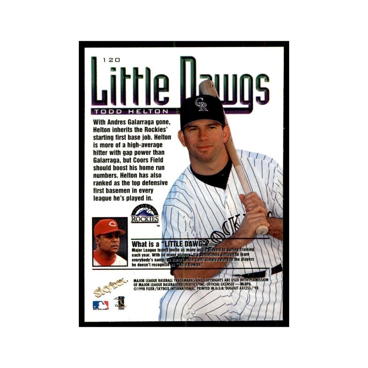 1998 SkyBox Dugout Axcess Todd Helton Baseball Cards #120
