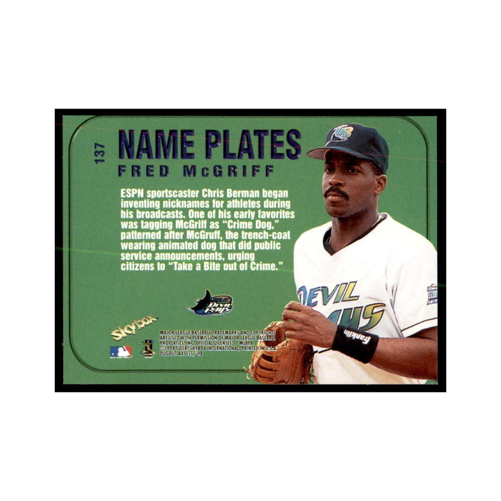 1998 SkyBox Dugout Axcess Fred McGriff Baseball Cards #137