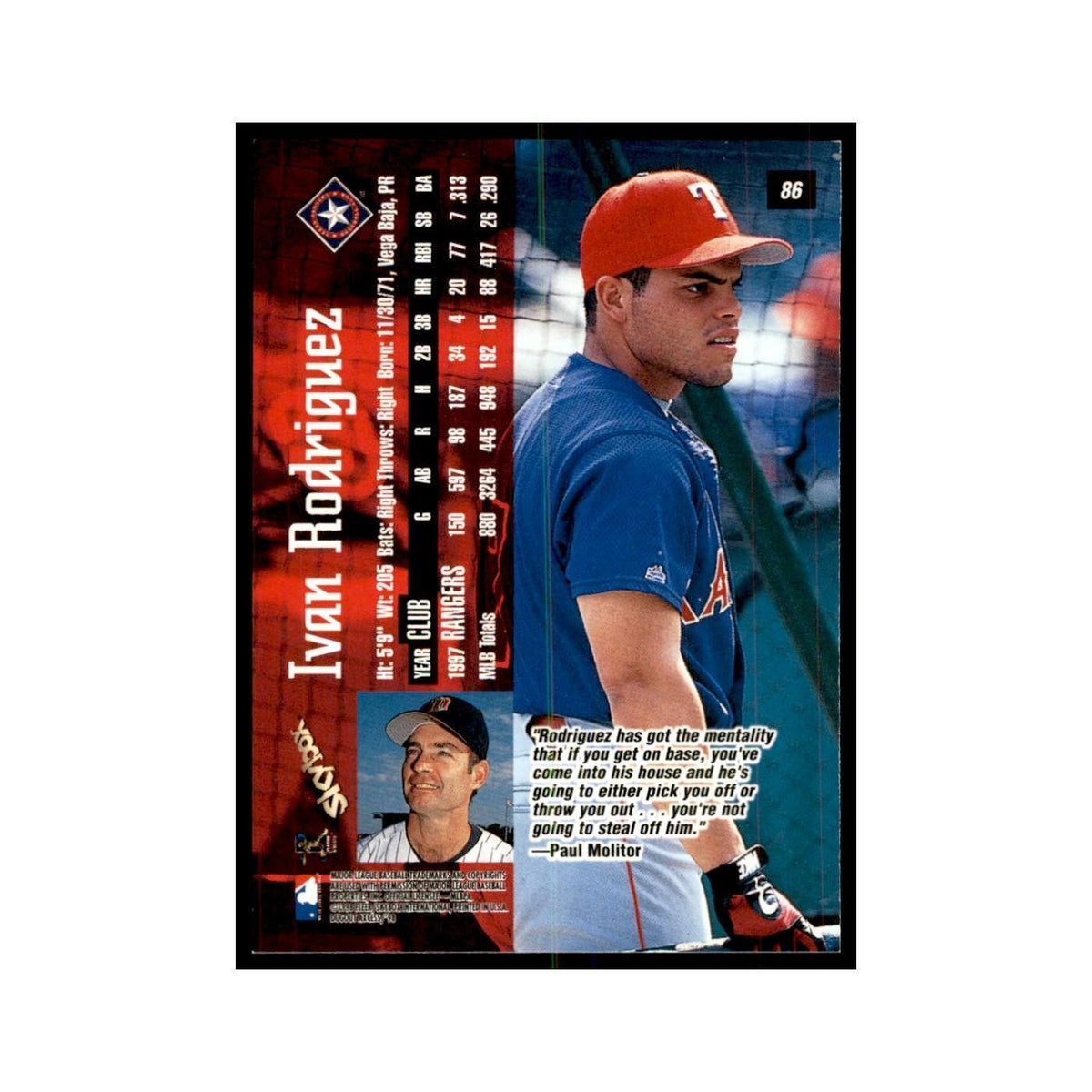 1998 SkyBox Dugout Axcess Ivan Rodriguez Baseball Cards #86
