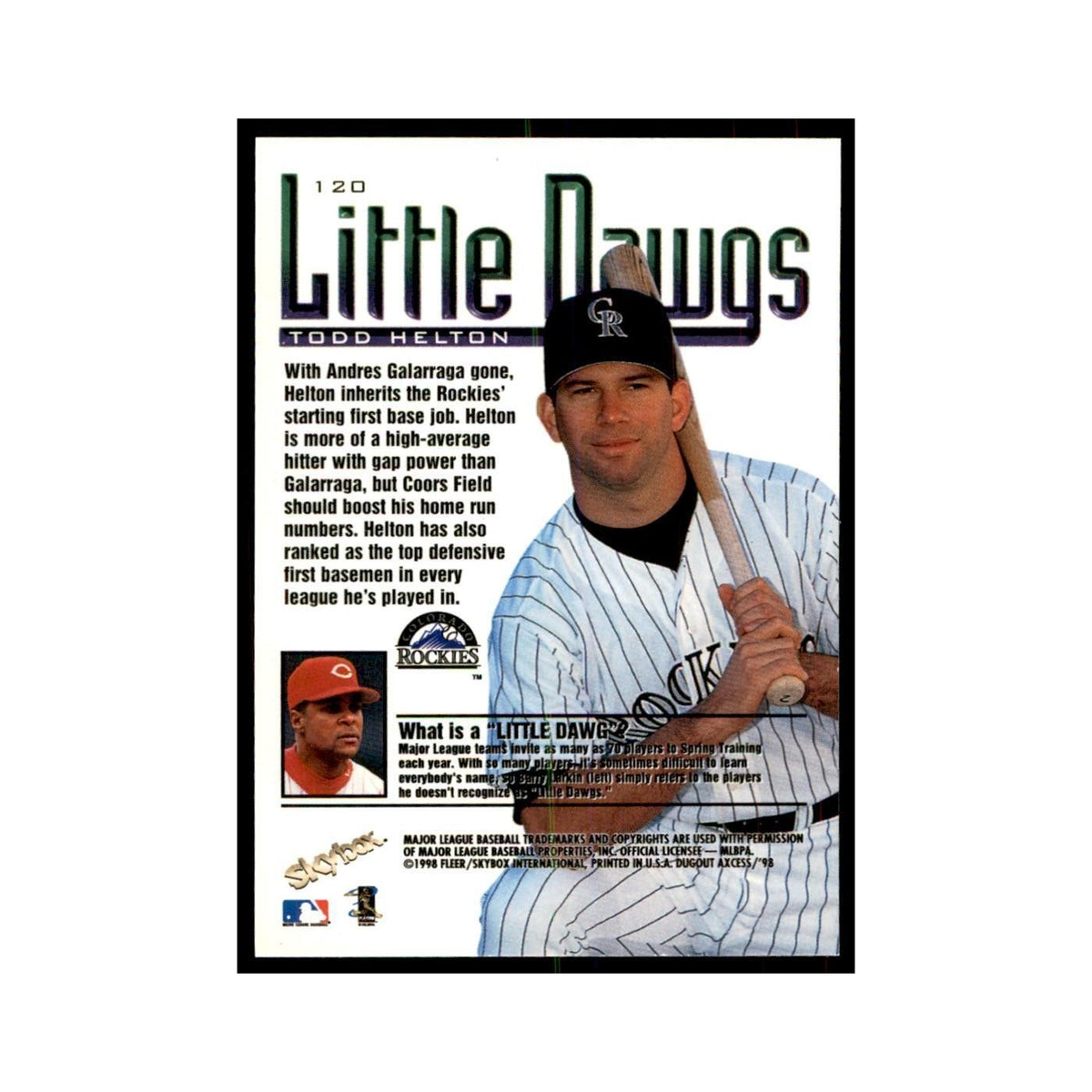 1998 SkyBox Dugout Axcess Todd Helton Baseball Cards #120