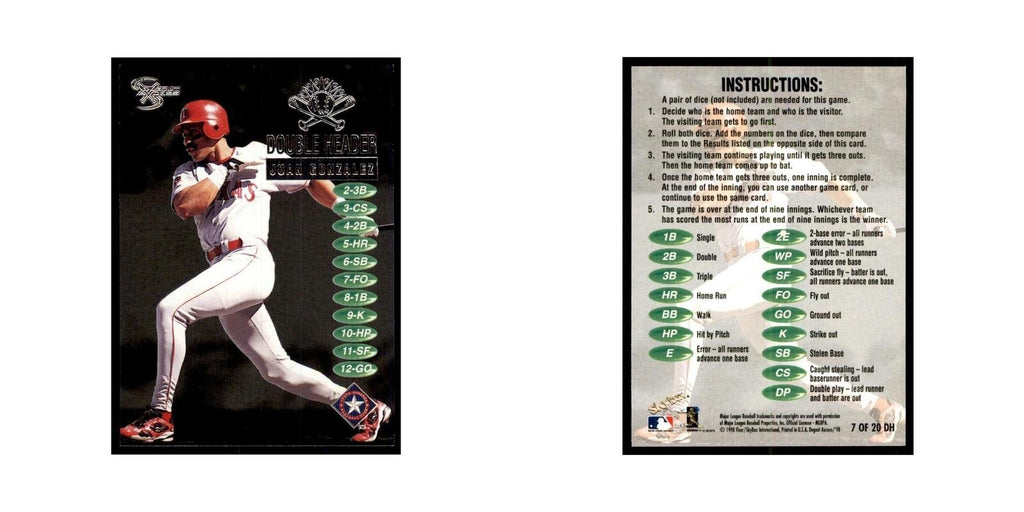 1998 SkyBox Dugout Axcess Juan Gonzalez Baseball Cards #7 OF 20
