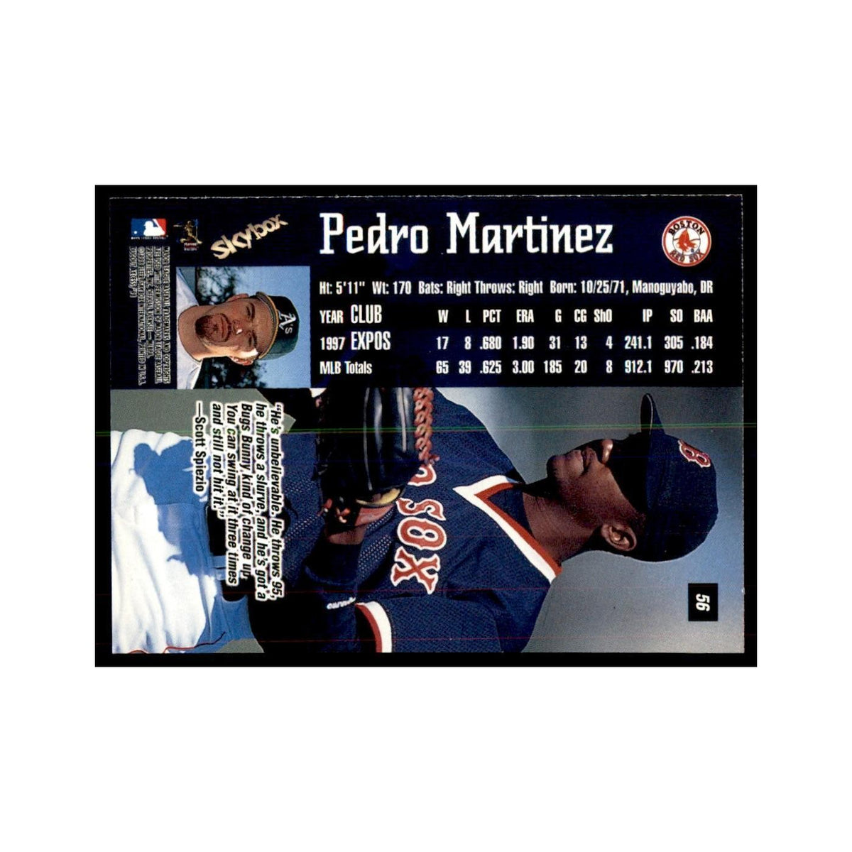 1998 SkyBox Dugout Axcess Pedro Martinez Baseball Cards #56