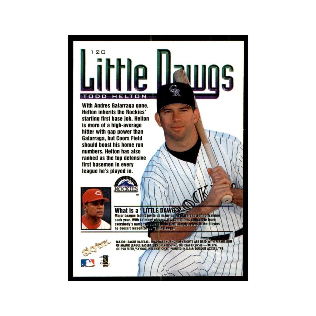 1998 SkyBox Dugout Axcess Todd Helton Baseball Cards #120