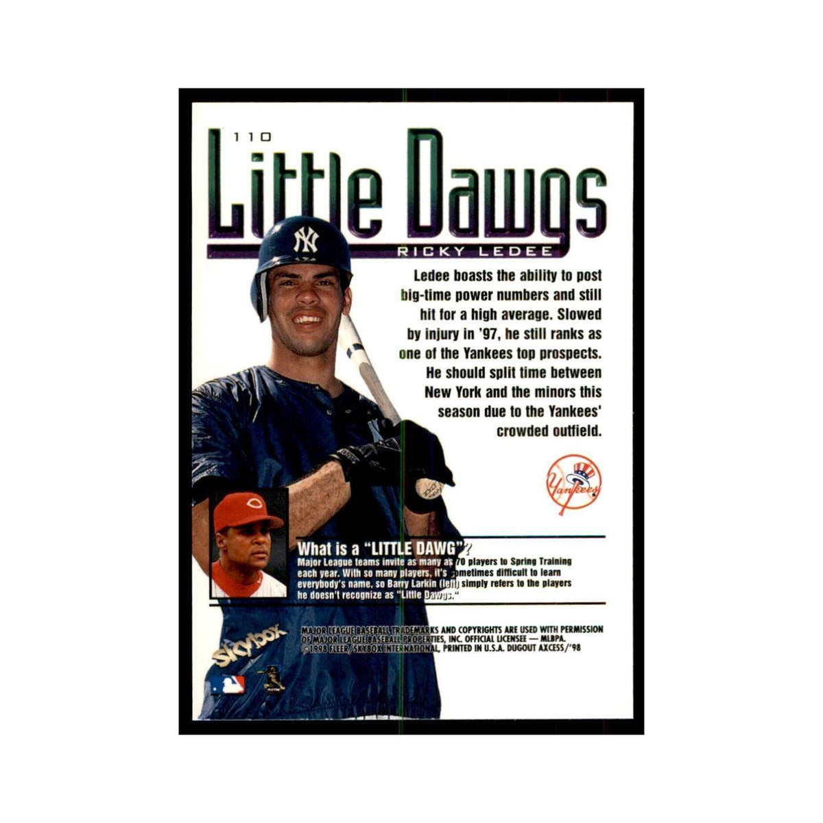 1998 SkyBox Dugout Axcess Ricky Ledee Baseball Cards #110