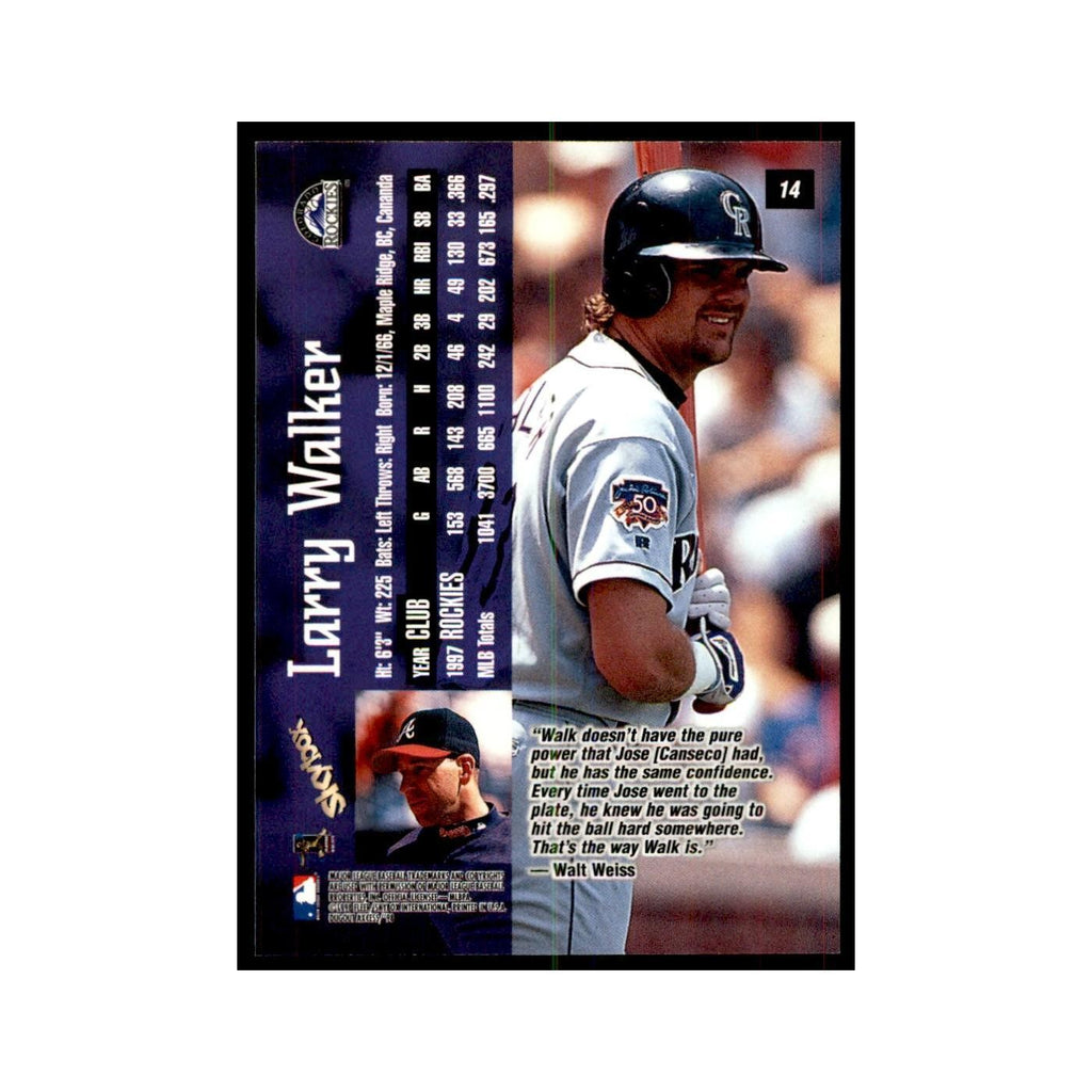1998 SkyBox Dugout Axcess Larry Walker Baseball Cards #14