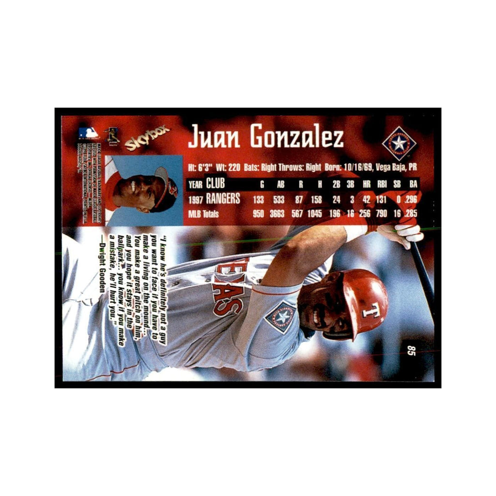 1998 SkyBox Dugout Axcess Juan Gonzalez Baseball Cards #85