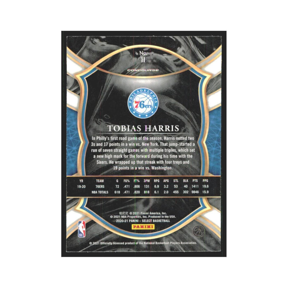 2020-21 Panini Select Tobias Harris 76ers #11