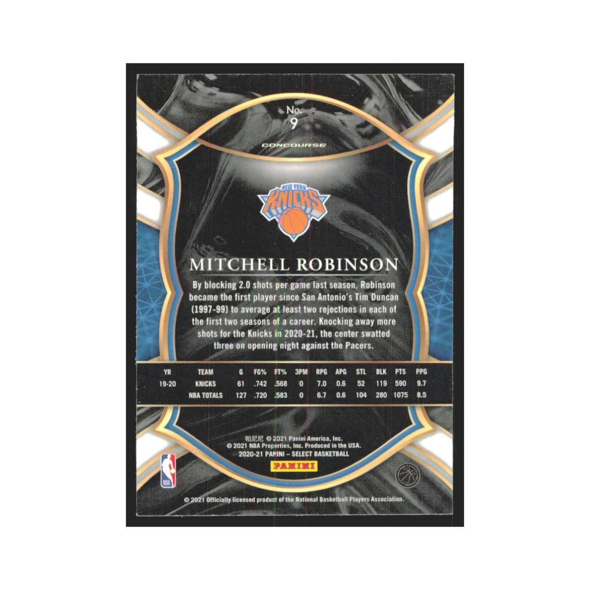 2020-21 Panini Select Mitchell Robinson Knicks #9