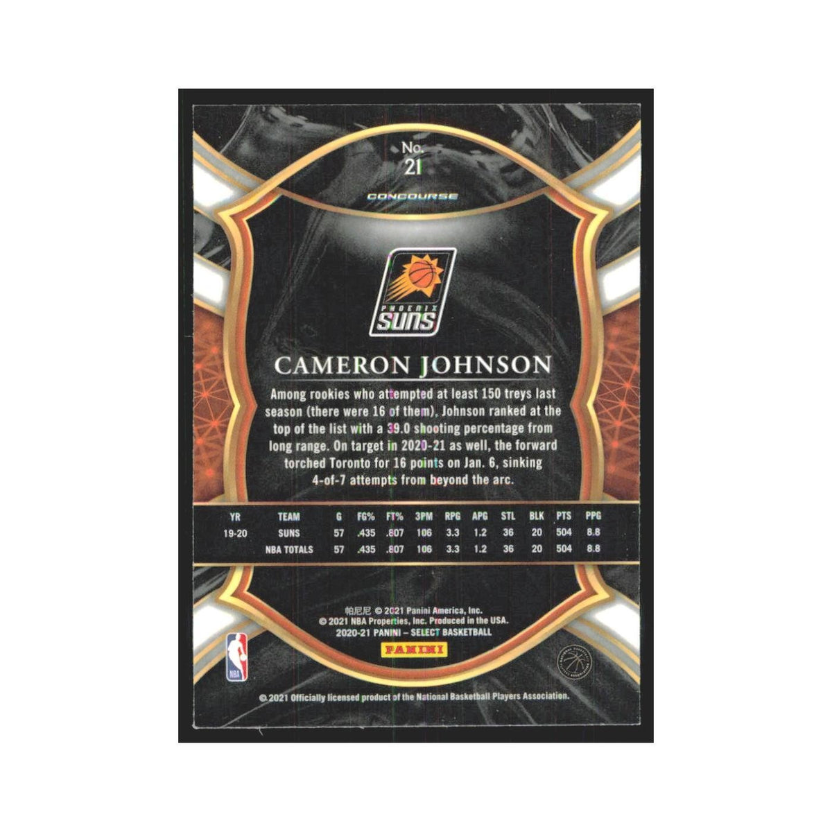 2020-21 Panini Select Cameron Johnson Suns #21