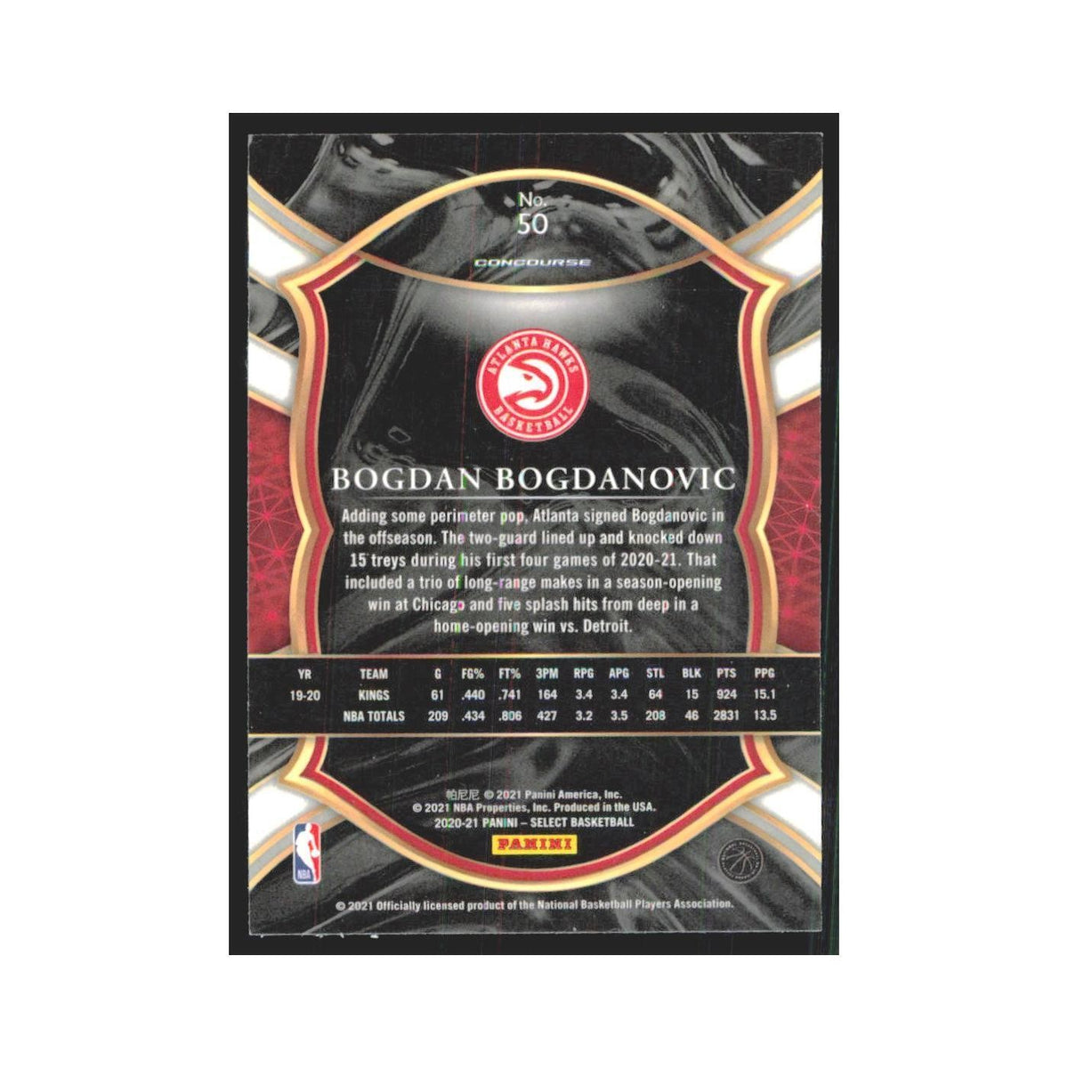2020-21 Panini Select Bojan Bogdanovic Hawks #50