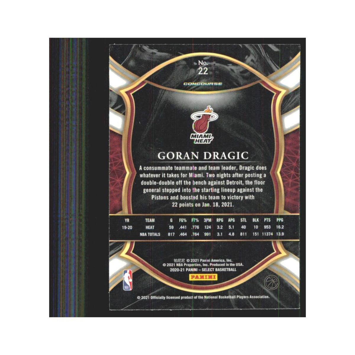 2020-21 Panini Select Goran Dragic Heat #22