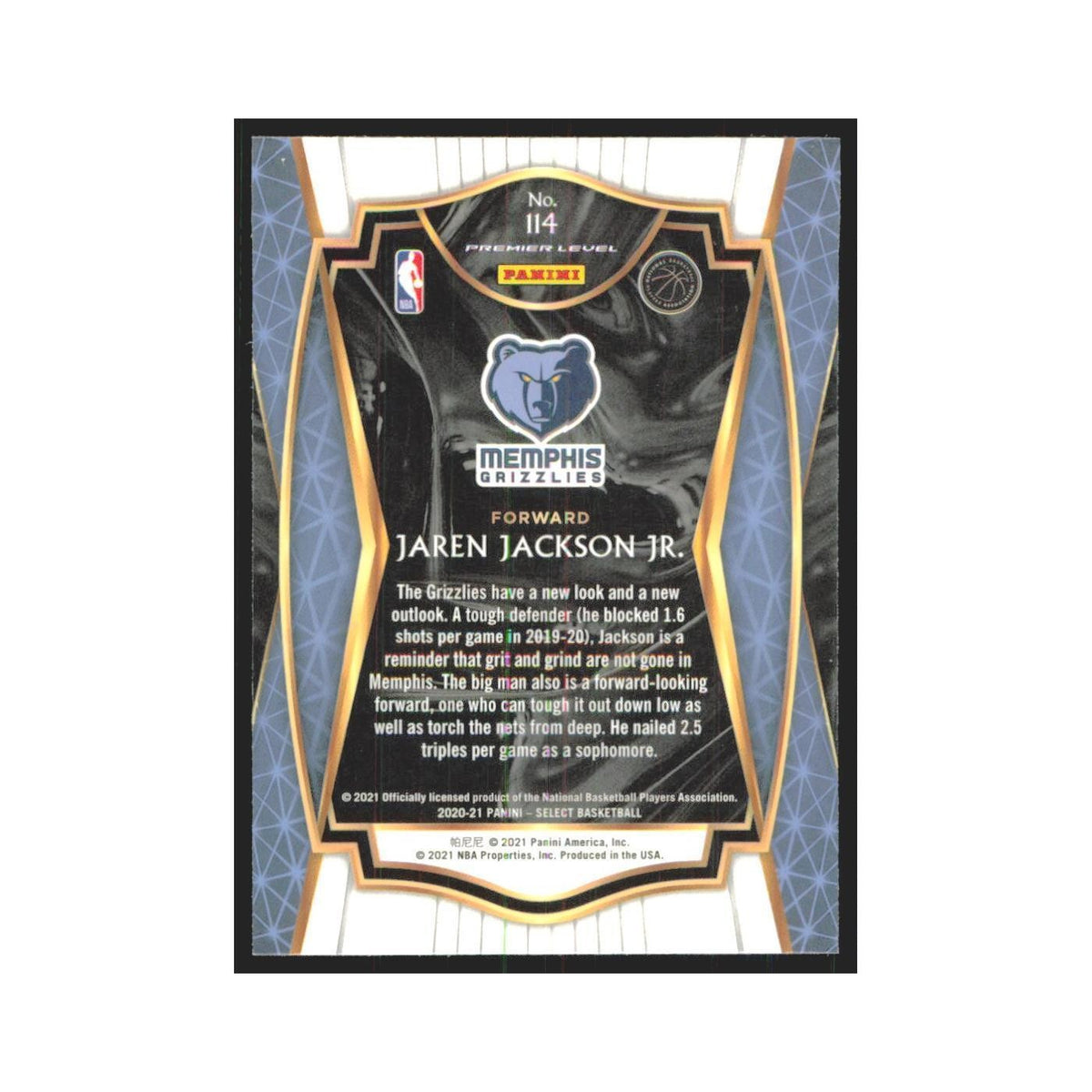 2020-21 Panini Select Jaren Jackson Jr. Grizzlies #114