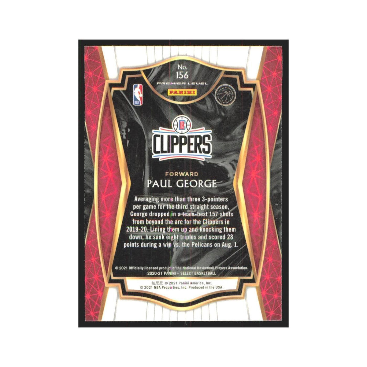 2020-21 Panini Select Paul George Clippers #156