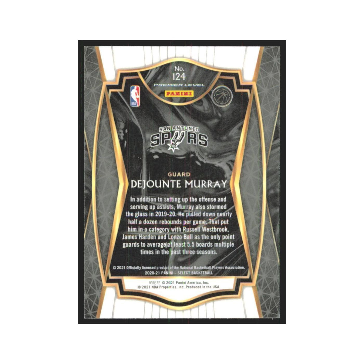 2020-21 Panini Select Dejounte Murray Spurs #124
