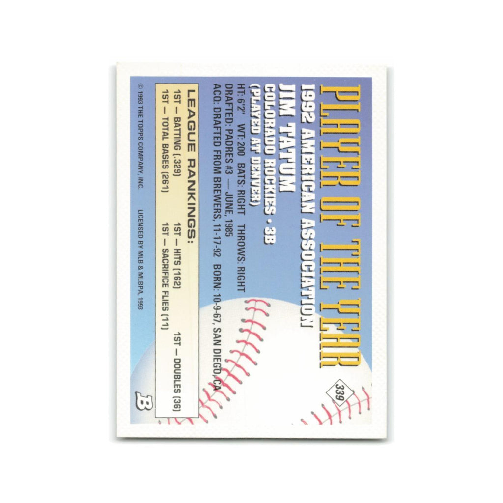 Jim Tatum Rookie Foil 1993 Bowman #339 Colorado Rockies Baseball Card NM