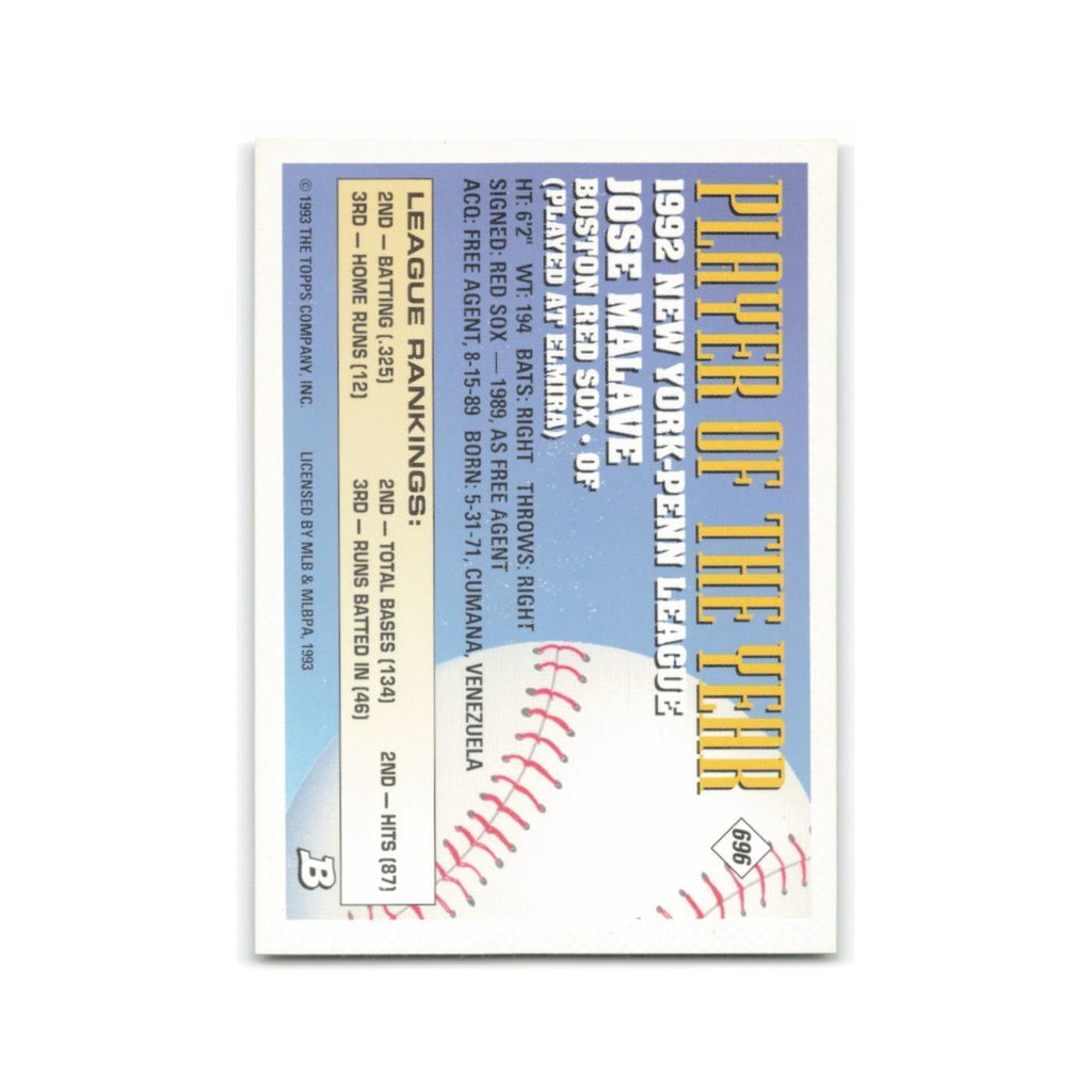 Jose Malave Rookie Foil 1993 Bowman #696 Boston Red Sox Baseball Card NM
