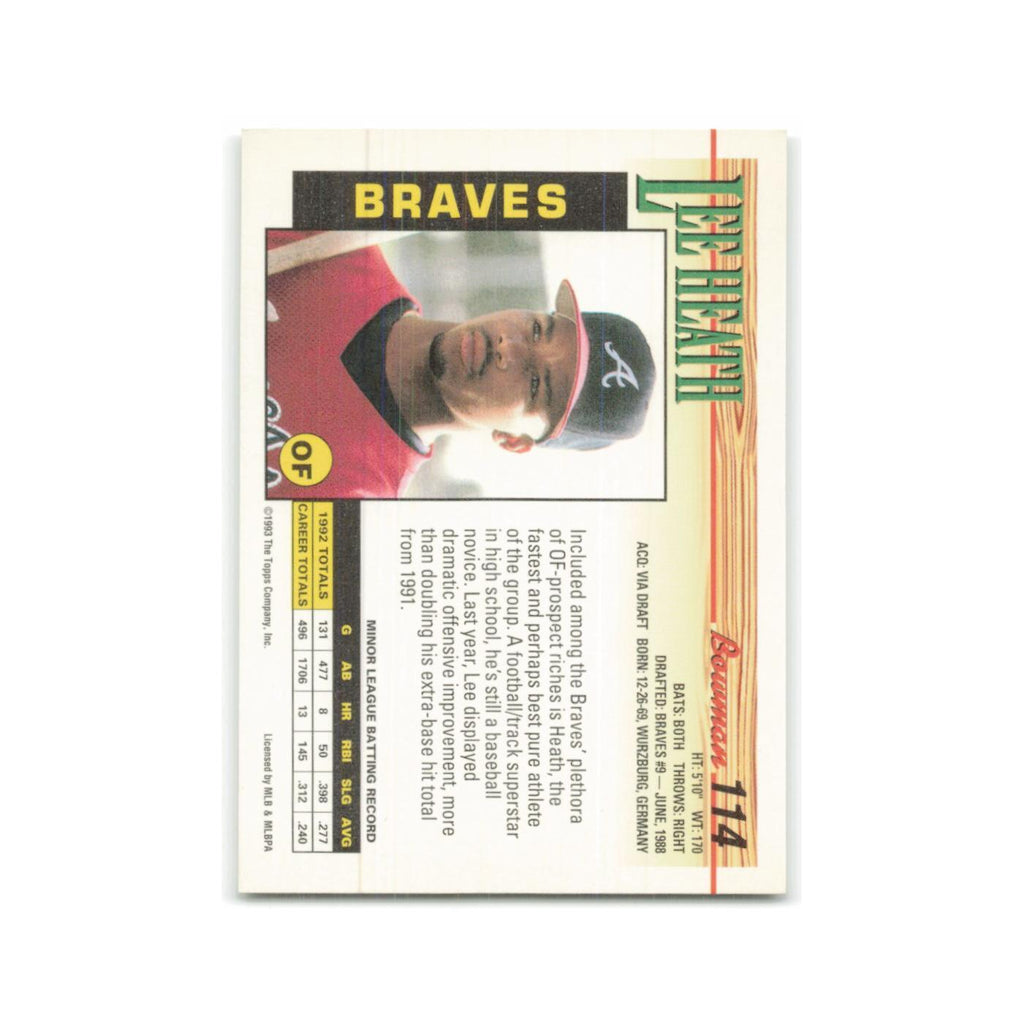 Lee Heath Rookie 1993 Bowman #114 Atlanta Braves Baseball Card NM