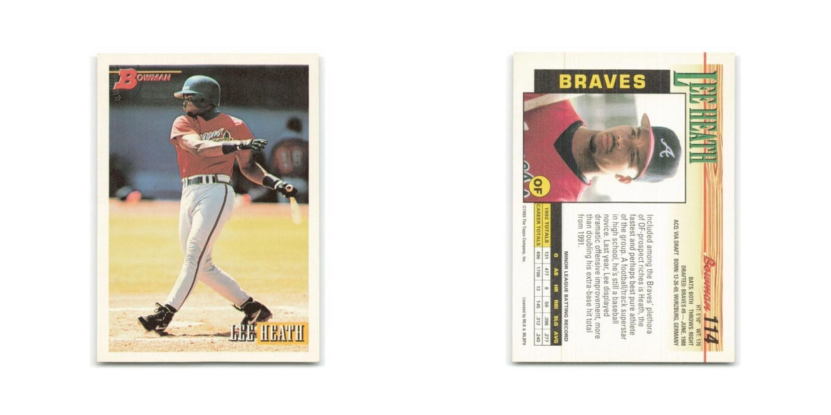 Lee Heath Rookie 1993 Bowman #114 Atlanta Braves Baseball Card NM