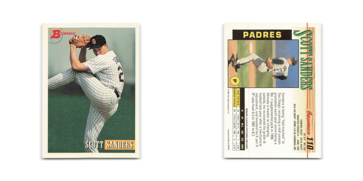 Scott Sanders Rookie 1993 Bowman #110 San Diego Padres Baseball Card NM